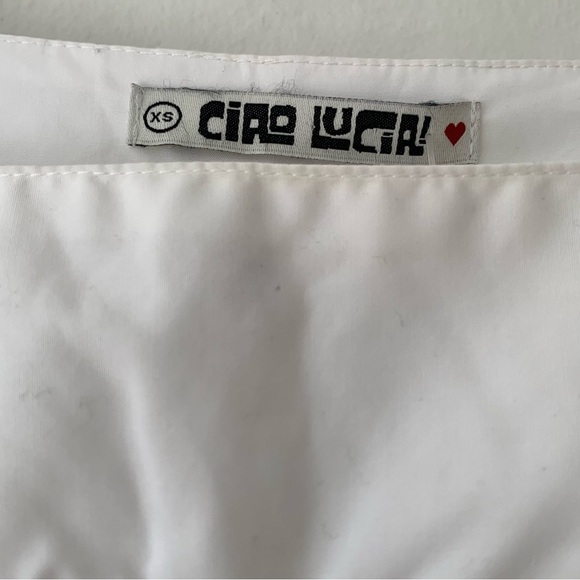 Ciao Lucia Alessandra Cotton Poplin Long Sleeve A Line Mini Dress White - Picture 7 of 11